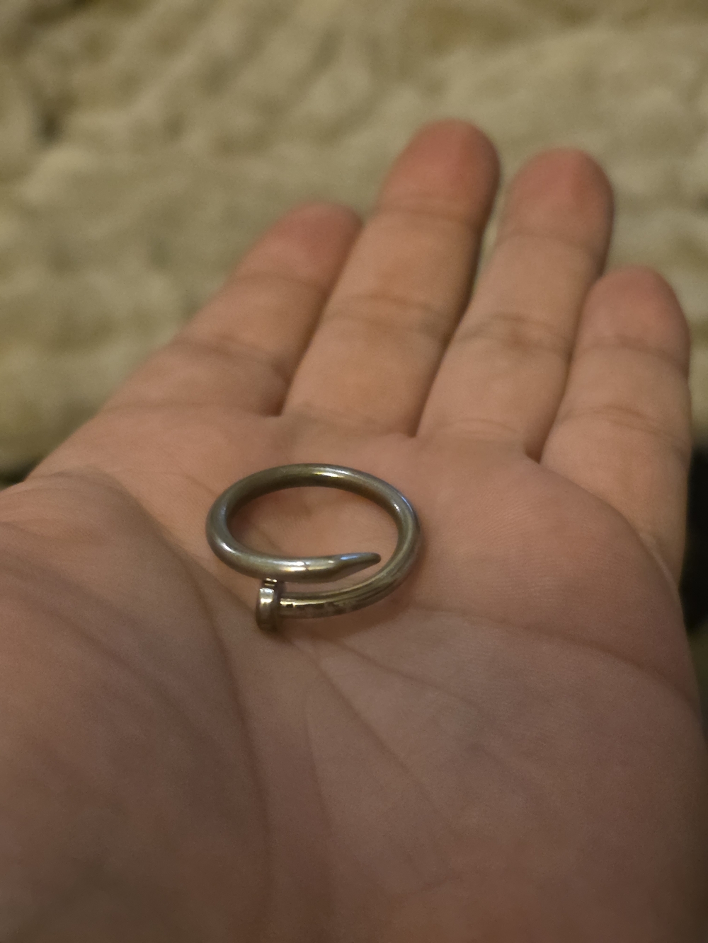 Silver Nail Ring Size 9